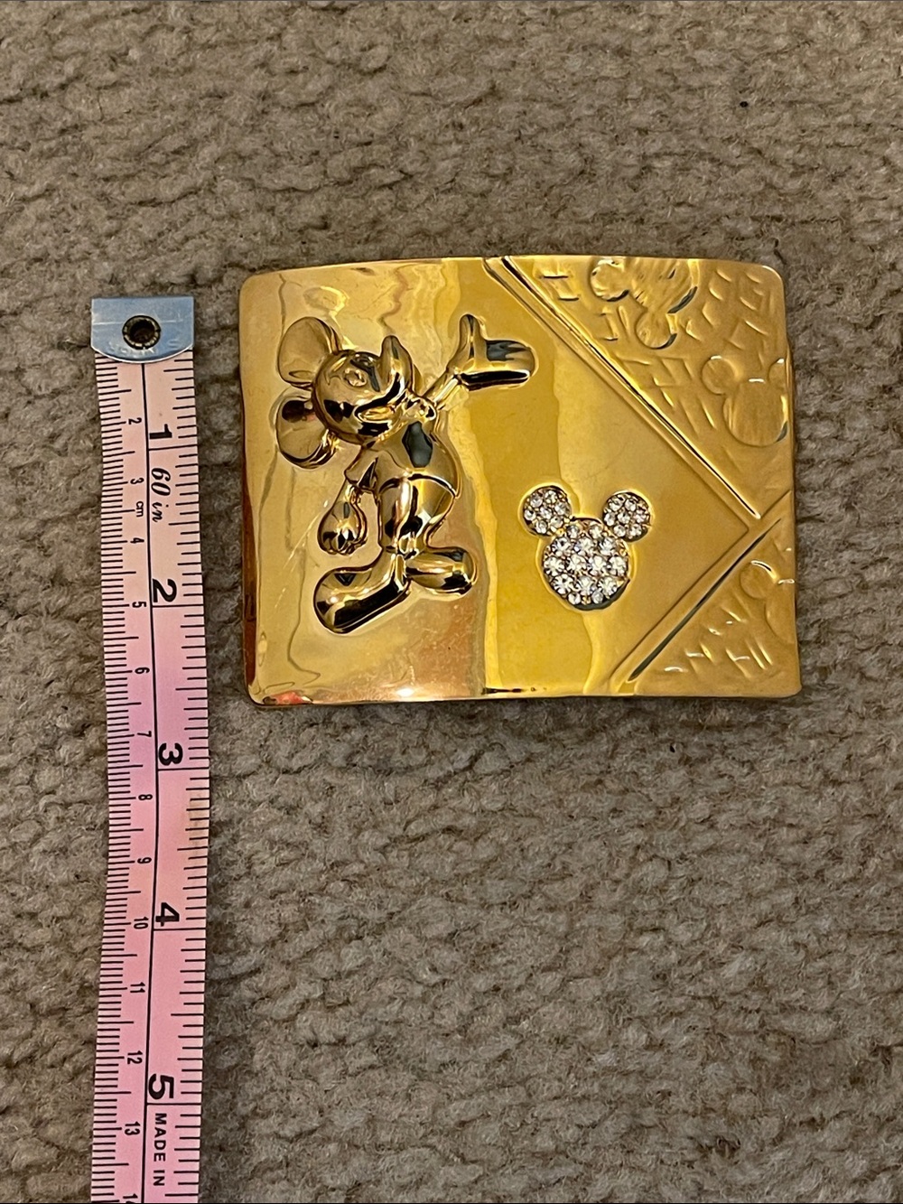 Mickey Mouse Gold Belt Buckle with Crystal Accent - Picture 10 of 11